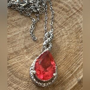 Signed sterling silver spinel pendant 20" chain